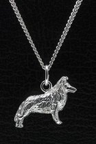 Zilveren Collie sheltie ketting hanger - groot