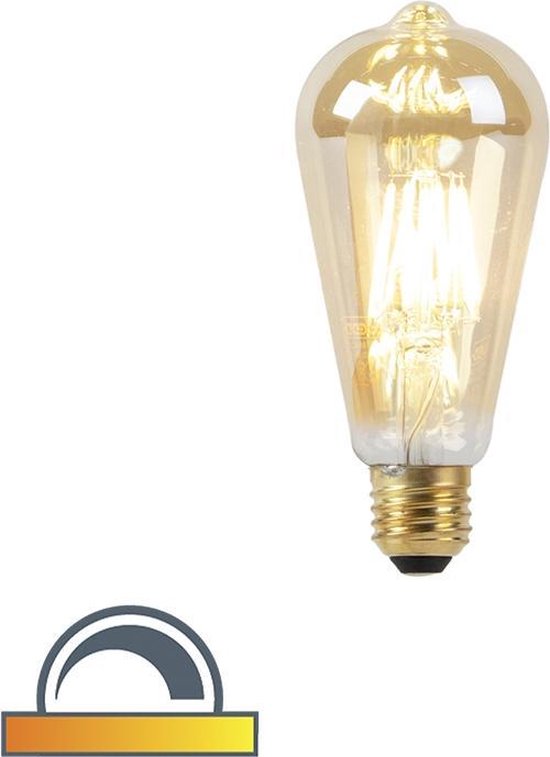 Lampe LED LUEDD E27 ST64 8W 2000-2600K dim à chaud filament goldline |  bol.com