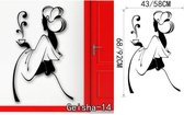 3D Sticker Decoratie Klassiek Vintage Geisha Kersenbloesem Meisje Japans Decor ANIME Vinyl Decal Schoonheid muursticker Decal - Geisha14 / Small