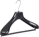De Kledinghanger Gigant - 40 x Mantel / kostuumhanger kunststof zwart met schouderverbreding en broeklat, 39 cm