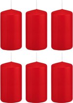 6x Rode cilinderkaarsen/stompkaarsen 6 x 12 cm 40 branduren - Geurloze kaarsen - Woondecoraties