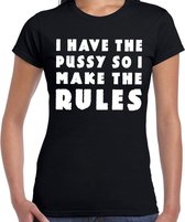 I have the pussy fun tekst t-shirt zwart voor dames XL