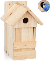 Relaxdays nestkast vogels - vogelhuisje - houten vogelhuis - nestkastje - hangend - natuur