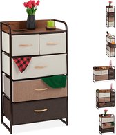 Relaxdays ladekast - stof - ladenkast - commode - bijzetkast - bruin - 4 tot 7 lades - B