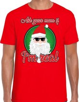 Fout Kerst t-shirt - cool santa / kerstman - Ask your mom if I am real - rood voor heren - kerstkleding / kerst outfit XL (54)