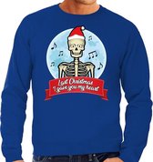 Foute Kersttrui / sweater - Last Christmas I gave you my heart - skelet - blauw voor heren - kerstkleding / kerst outfit 2XL (56)