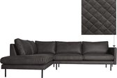 Canapé lounge Daisy méridienne gauche | cuir Colorado anthracite 01 | 2,26 x 2,62 m de large