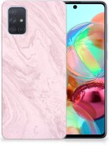 Samsung Galaxy A71 TPU Siliconen Hoesje Marble Roze