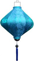 Turquoise zijden Japanse lampion lamp diamant D-TU-62-S