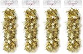 4x Kerstslingers sterren goud 3,5 x 750cm - Guirlandes folie lametta - Gouden kerstboom versieringen