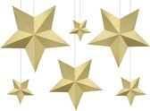 18x Gouden decoratie sterren DIY - Decoratie sterren kerstversiering