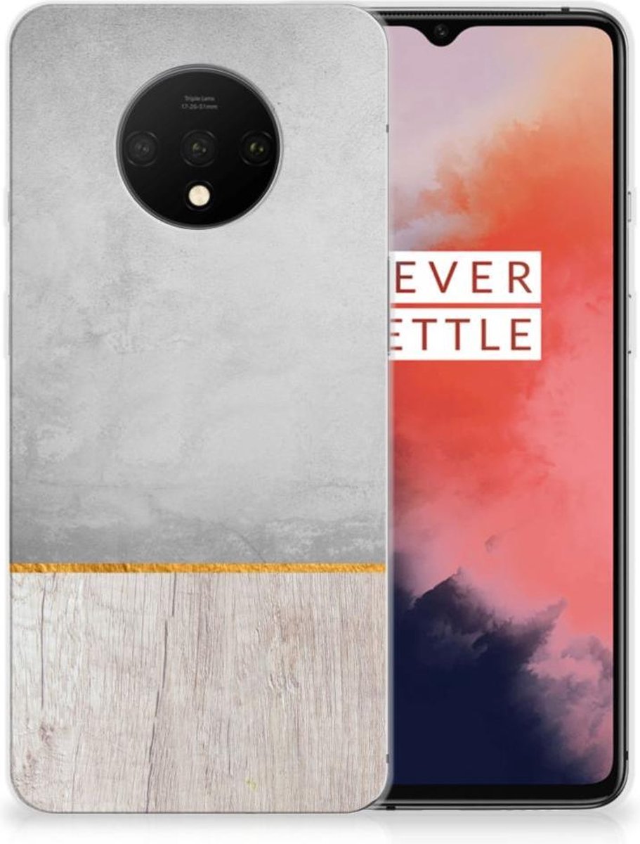 TPU Hoesje voor OnePlus 7T Bumper Hoesje Wood Concrete