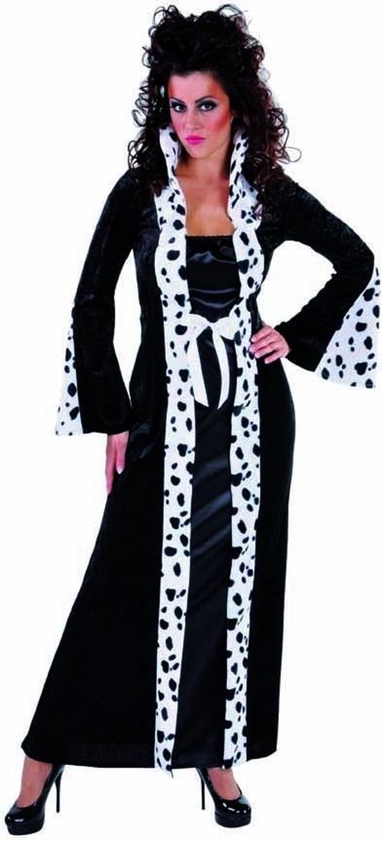 KIMU Onesie dalmatiër pak zwart wit gevlekt - maat M-L - hond kostuum