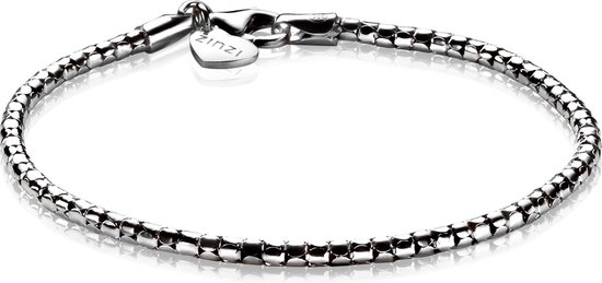 Zinzi Retro horloge zilvergekleurde wijzerplaat en kast stalen mesh band 38mm extra dun ZIW402M