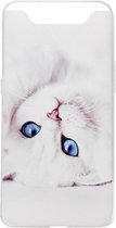 ADEL Siliconen Back Cover Softcase Hoesje Geschikt voor Samsung Galaxy A80/ A90 - Katten Wit
