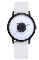 Hidzo Horloge - ø 37 mm - Wit/Wit - Kunstleer