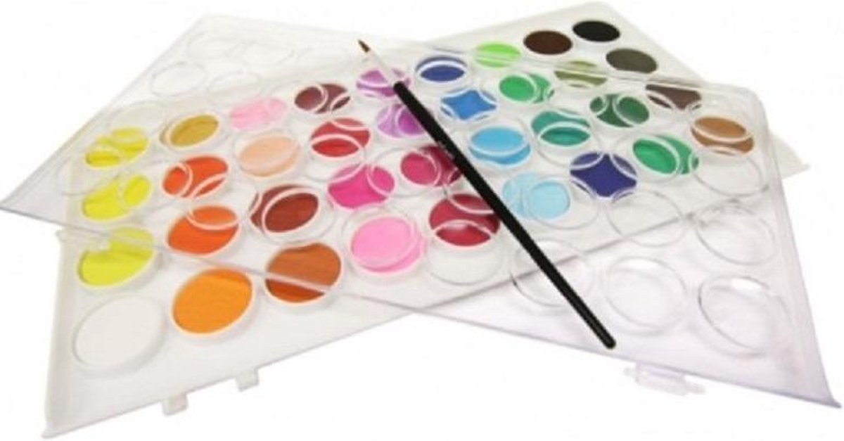24 Couleurs Brillantes Aquarelle Palette idéal pour Peinture Une Tasse en Céramique Comprend Un Pinceau à Réserve d'eau MONT MARTE Peinture Aquarelle Pigmentation élevée 
