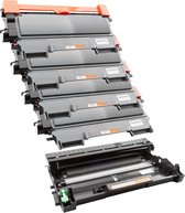 Print-Equipment Toner cartridge / Alternatief Spaarset Brother 4 x Toner TN-2010 + 1 Drum DR2200 | Brother DCP-7055/ DCP-7055W/ DCP-7057E/ DCP-7060D/ D