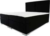 Boxspring Rome - Vaste luxe box - Pocketvering matras + Topper - 140 x 210 - 4 vakken - Zwart - L poten