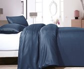 Zensation - Lits-jumeaux Dekbedovertrek Satin Point - Navy 240x200 cm - Microvezel - Dekbedovertrek met 2 kussenslopen