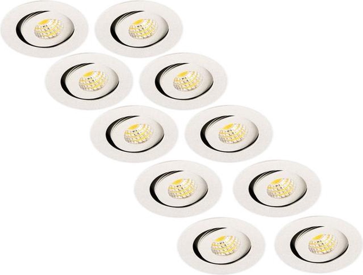 Groenovatie LED Inbouwspot 3W - Rond - Kantelbaar - Aluminium - Dimbaar - Zilver - 10-Pack