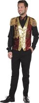 Rubie's Glittervest Met Strik Heren Rood/goud Maat L
