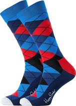 Happy Socks sokken Argyle Sock - rood-blauw - Unisex - Maat: 41-46