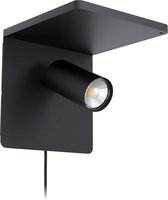 EGLO Ciglie Wandlamp - Draadloos Telefoon opladen - Zwart - GU10