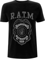 Rage Against The Machine - Grey Police Badge Heren T-shirt - S - Zwart