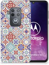 TPU Siliconen Hoesje Motorola One Zoom Tiles Color