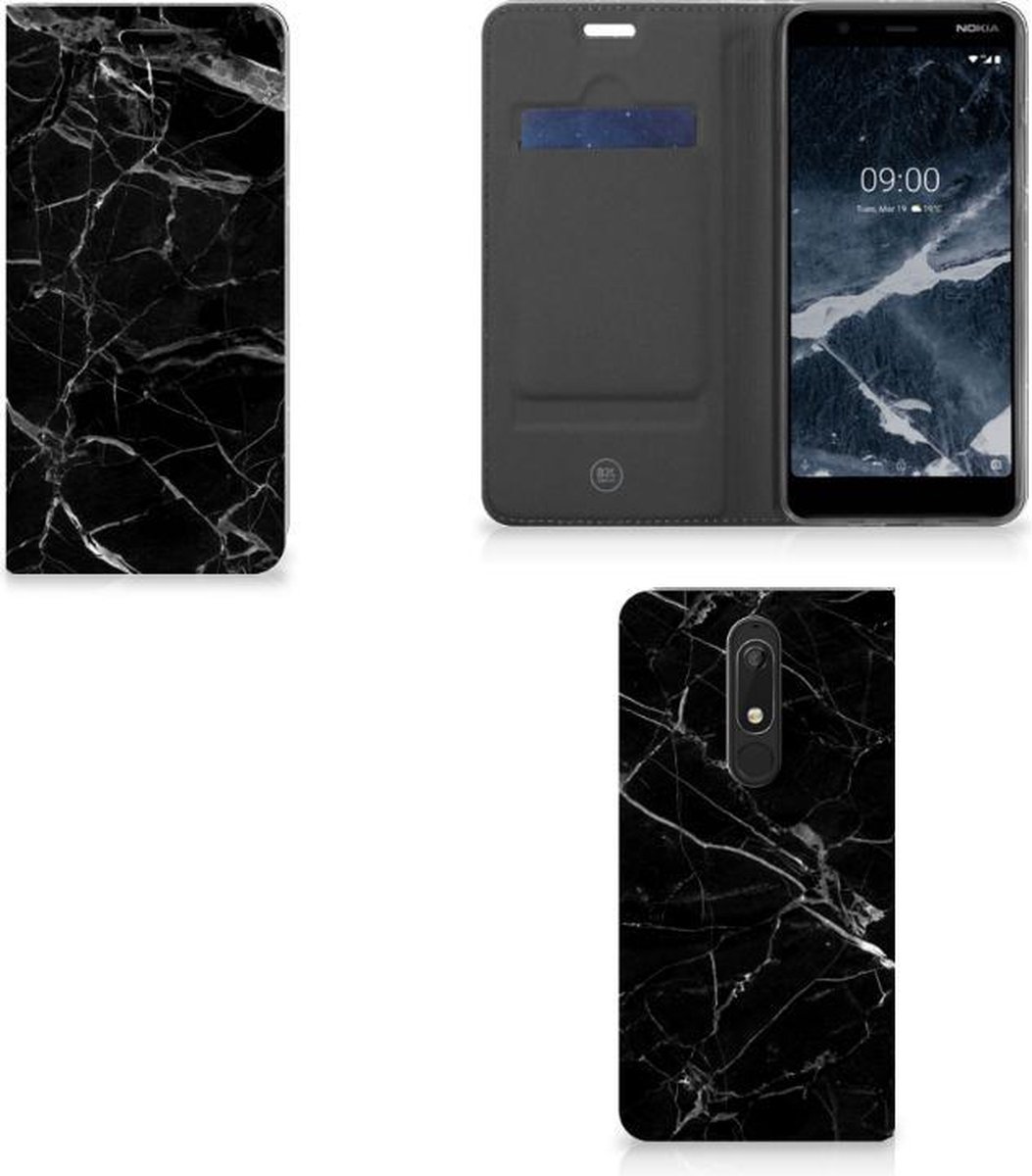 Nokia 5.1 (2018) Standcase Marmer Zwart - Origineel Cadeau Vader