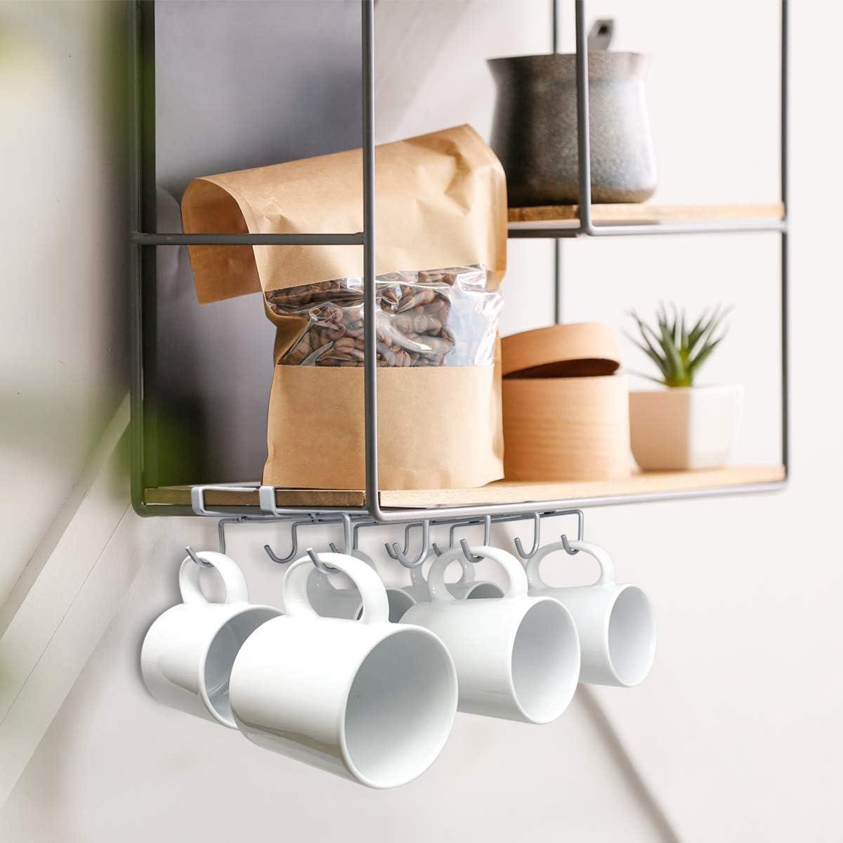 Porte-tasses Sous Placard - 6 Crochets - Gain De Place Idéal Pour Cuisine Ou Dressing