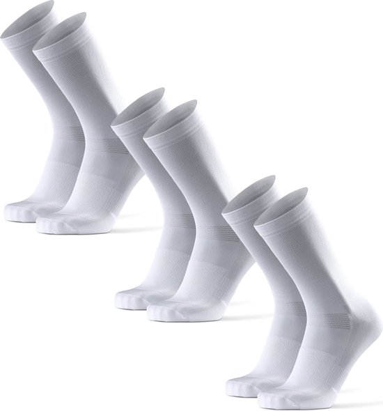 DANISH ENDURANCE Crew Chaussettes de cyclisme Femme et Homme - Respirantes - VTT & Cyclisme - 3 paires - Wit/ Zwart - Taille 43-47