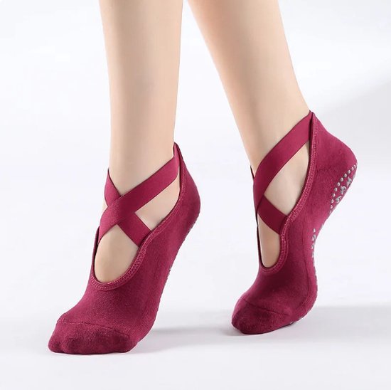 Scoby - Yoga Sokken met Anti-Slip Grip - Geschikt voor Pilates, Yoga, Ballet en Dans - Yoga Socks - 1 Paar - Rood van Scoby — afbeelding 4