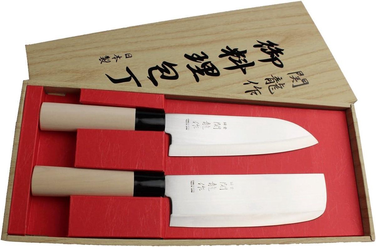 Santoku Nakiri messenset - Japanse keukenmessen met SR600 staal