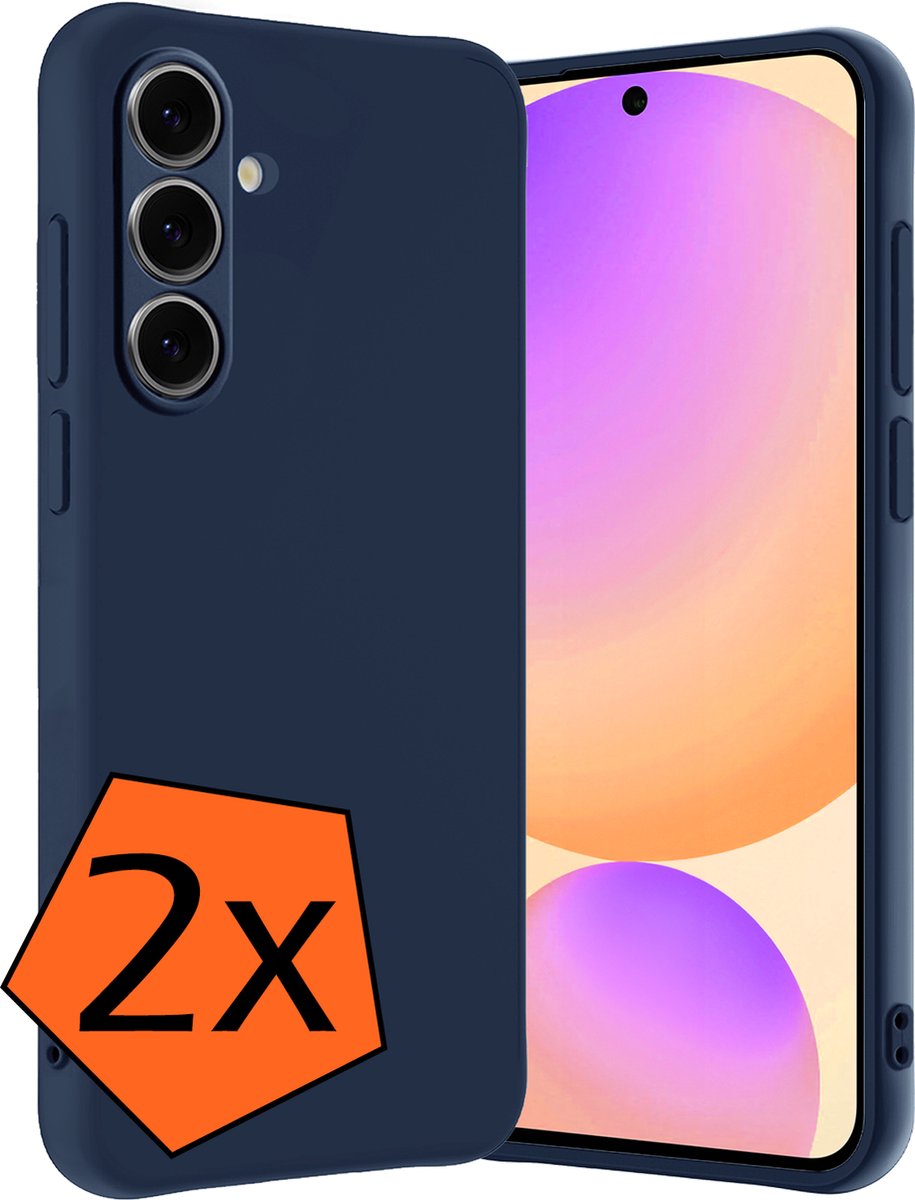 Hoes - 2 Stuks - Geschikt voor Samsung Galaxy S24 FE - Sterk & Shockproof - Case Siliconen - Back Cover - Telefoon Hoes - Donkerblauw