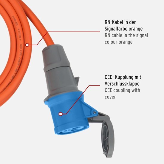 BRENNENSTUHL Camping Verlengkabel 16A 230V 25 Meter H07rn F 3x2 5 Met Cee En Contrastekker Oranje 1167650625
