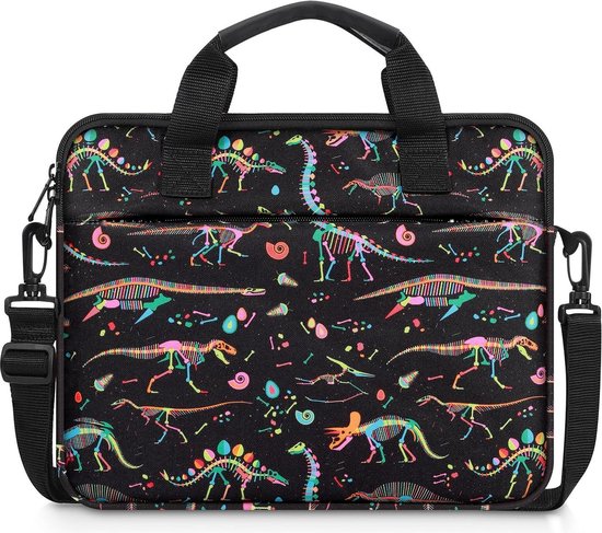 Kids Tablet Sleeve-Carrying Case with Shoulder Strap for Fire HD 10 13th/11th Gen - Black Dinosaur - Fits 10-12.5 Inch & 10/10.1 Inch Android 12/13 - 2022 Tablet Bag