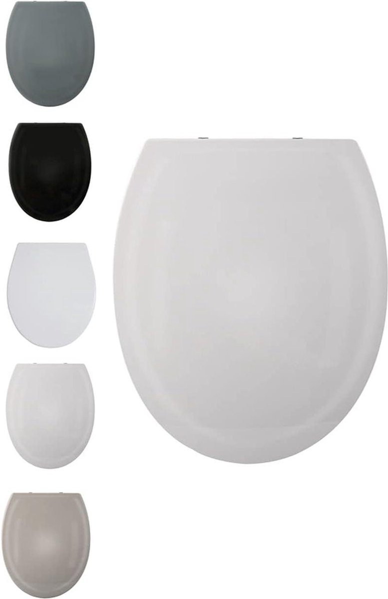 Ovaal wc-deksel quick-release softclose mechanische toiletdeksel thermoplast roestvrij staal lichtgrijs