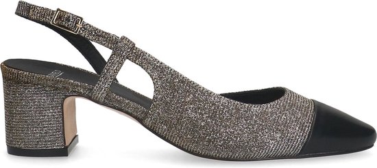 Manfield - Dames - Zilveren glitter slingbacks - Maat 41