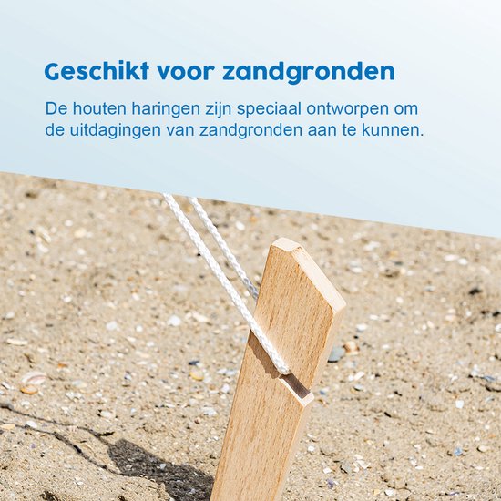 ProPlus Tentharing - 40 cm - Zandharing - Lichtgewicht - Stormharingen - Grondharing - Tentpennen - Tentverankering - voor Tenten - Hout - 4 stuks - Bruin van ProPlus — afbeelding 4