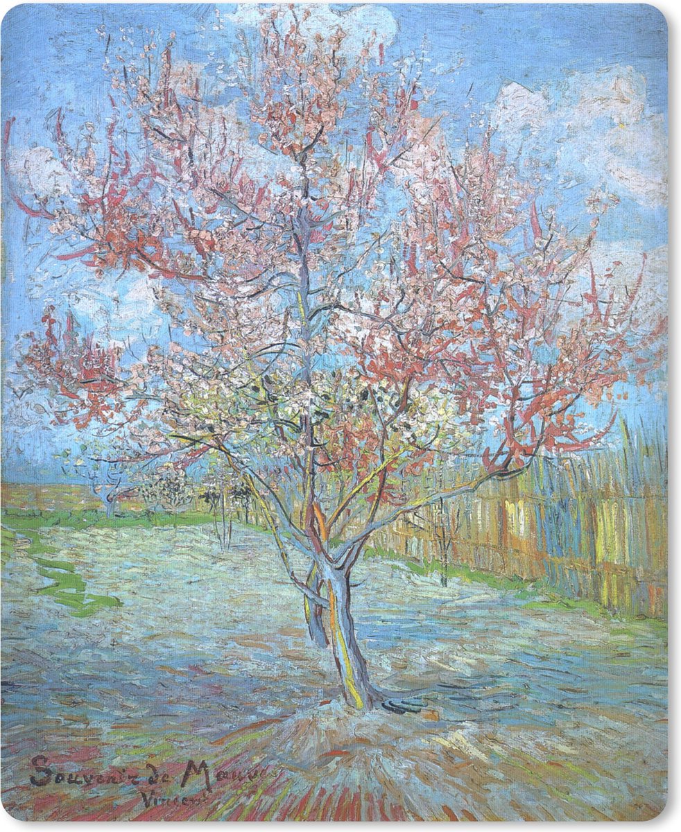 Muismat Vincent van Gogh 2 - De roze perzikboom - Schilderij van Vincent van Gogh muismat rubber - 30x40 cm - Muismat met foto