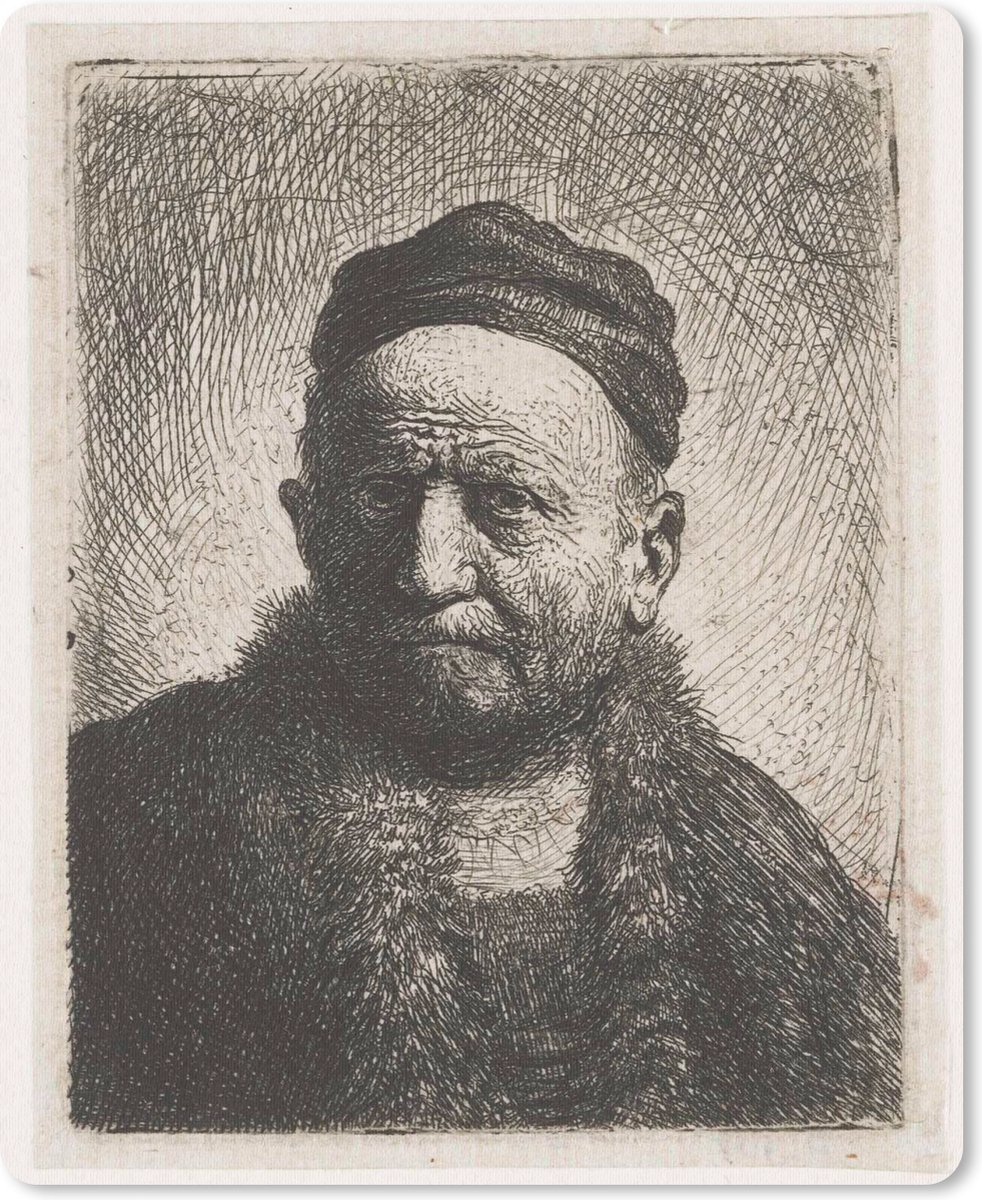 Bureau onderlegger 30x40 cm - Muismat De man met kalotje - Rembrandt van Rijn - Bureaulegger xl - Desk mat beschermer - Computer muismatten