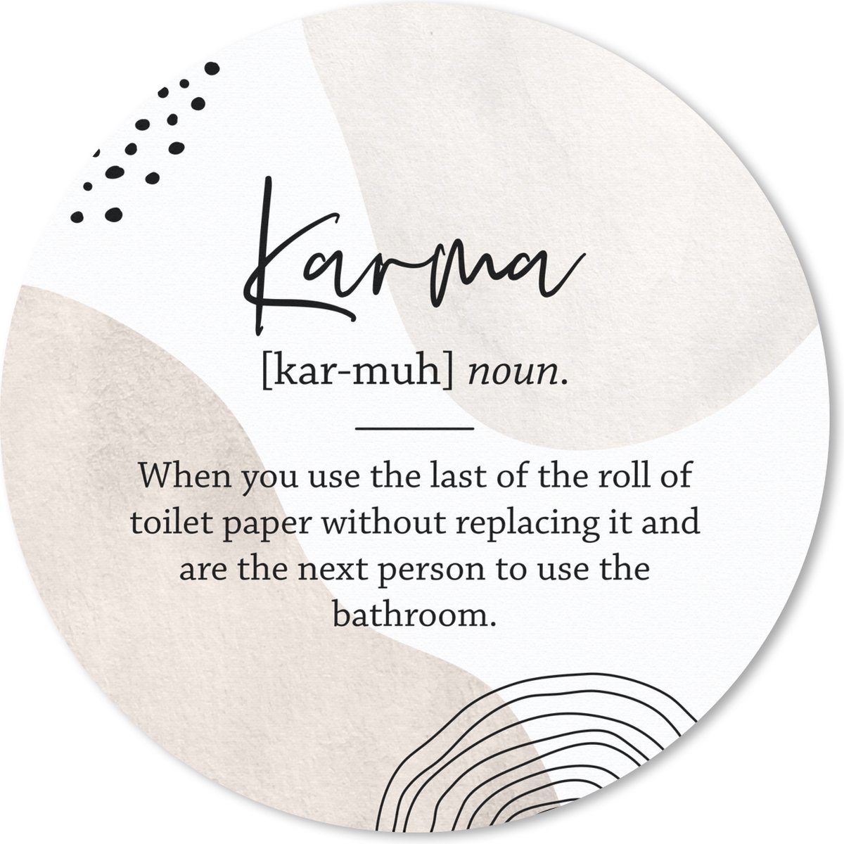 Muismat rond 50x50 cm - Mousepad Woordenboek - Karma - Quote - Ronde muismatten