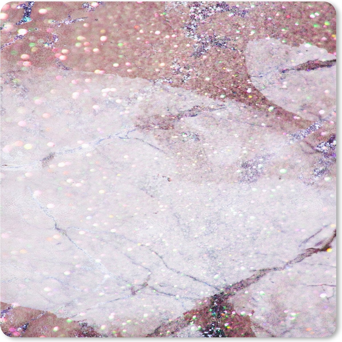 Muismat 20x20 cm - Mousepad Marmer - Roze - Glitter - Muismatten