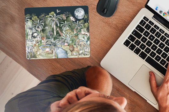 Muismat 23x19 cm - Mousepad Kinderen - Jungle - Natuur - Dieren - Planten - Muismatten