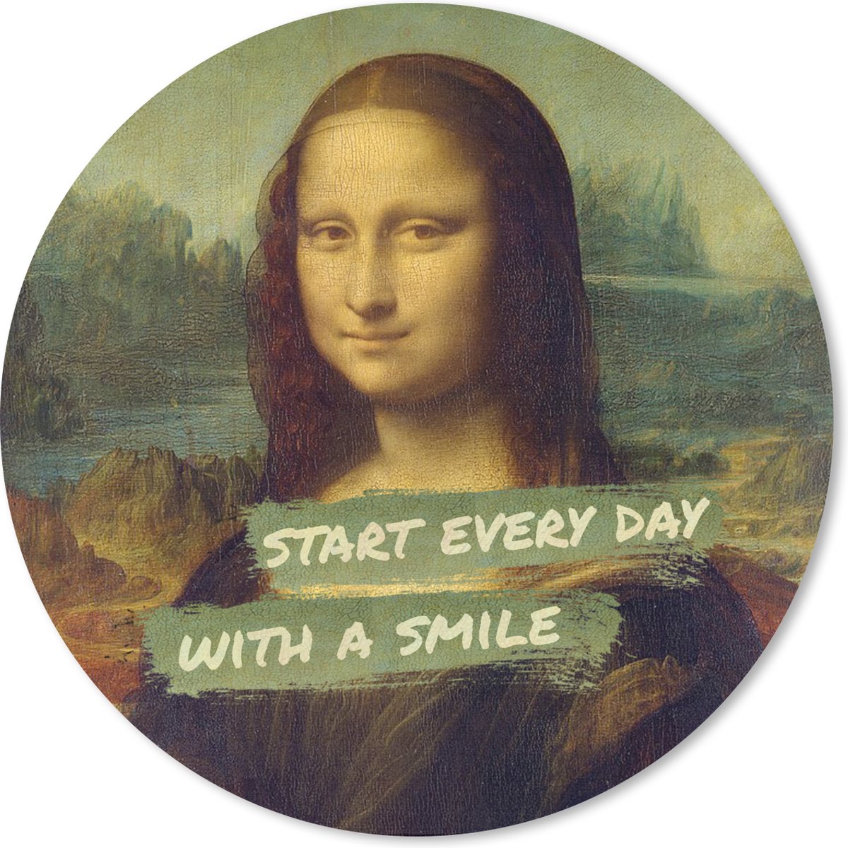 Muismat rond 40x40 cm - Mousepad Mona Lisa - Quote - Da Vinci - Ronde muismatten