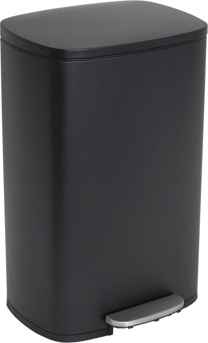 Goedkoopste Keukenafvalemmer 50 liter - Mat Zwarte RVS Softclose