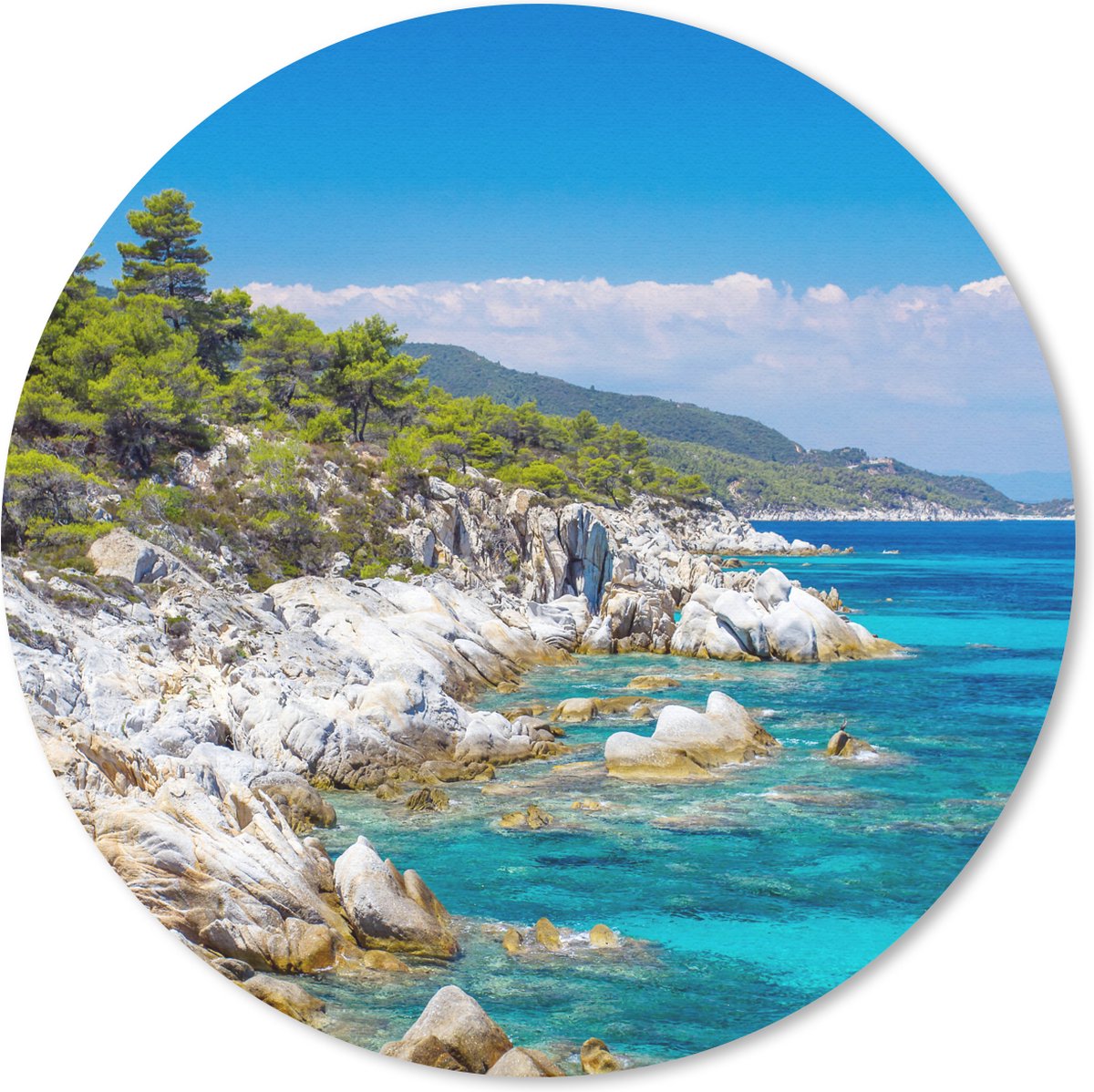 Muismat rond 20x20 cm - Mousepad Zee - Zomer - Tropisch - Ronde muismatten