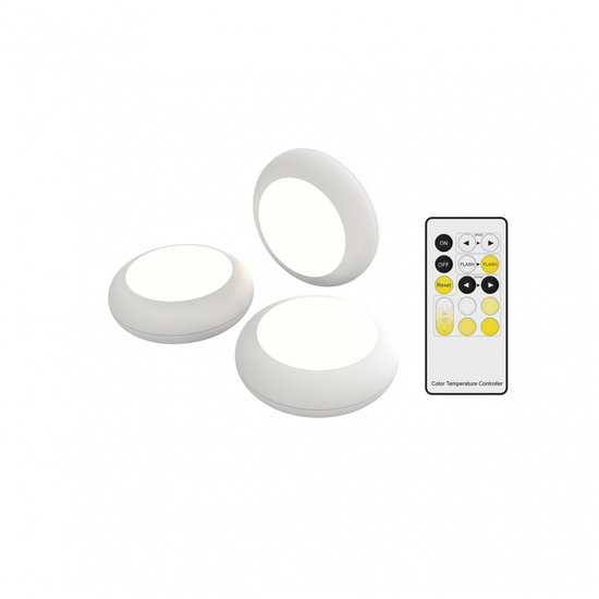Calex Kastverlichting Draadloos - 3 stuks - Op Batterij - Incl. afstandsbediening